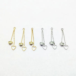 Real Heart/Chain Charm Earring DIY - 40pcs 33x6mm Plating Findings