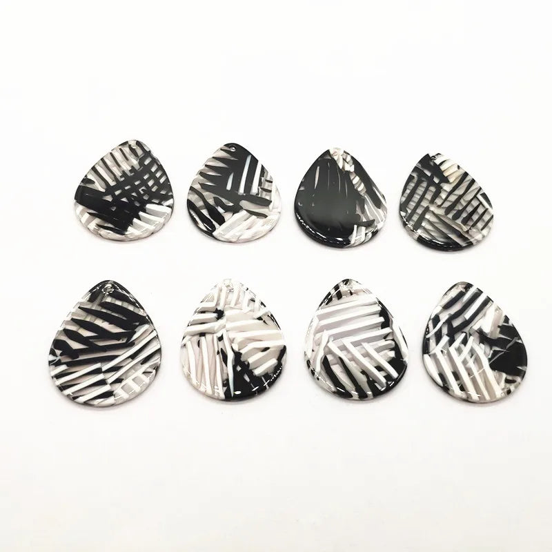 Acetic Acid Stripe Drop-Shape Charm for Earring Accessories 50pcs