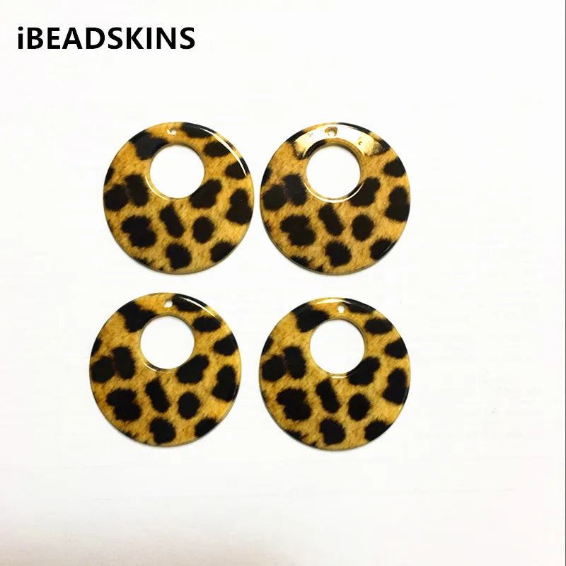 100pcs 35mm Round Leopard Print Charms for Earring Making