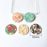 35mm Coin-Shape Acetic Acid Charm for Stud Earrings, 50pcs