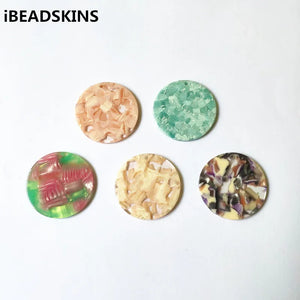 35mm Coin-Shape Acetic Acid Charm for Stud Earrings, 50pcs