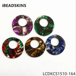 50pcs Acetic Acid Imitate Marble Stripe Round Charms for DIY Earrings