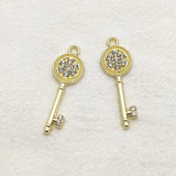 35x12mm Rhinestone Pendants Key Charm DIY Jewelry Findings 100pcs