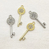 35x12mm Rhinestone Pendants Key Charm DIY Jewelry Findings 100pcs