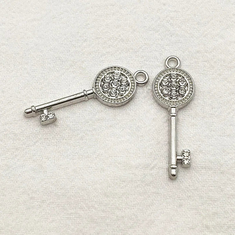 35x12mm Rhinestone Pendants Key Charm DIY Jewelry Findings 100pcs