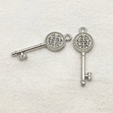35x12mm Rhinestone Pendants Key Charm DIY Jewelry Findings 100pcs