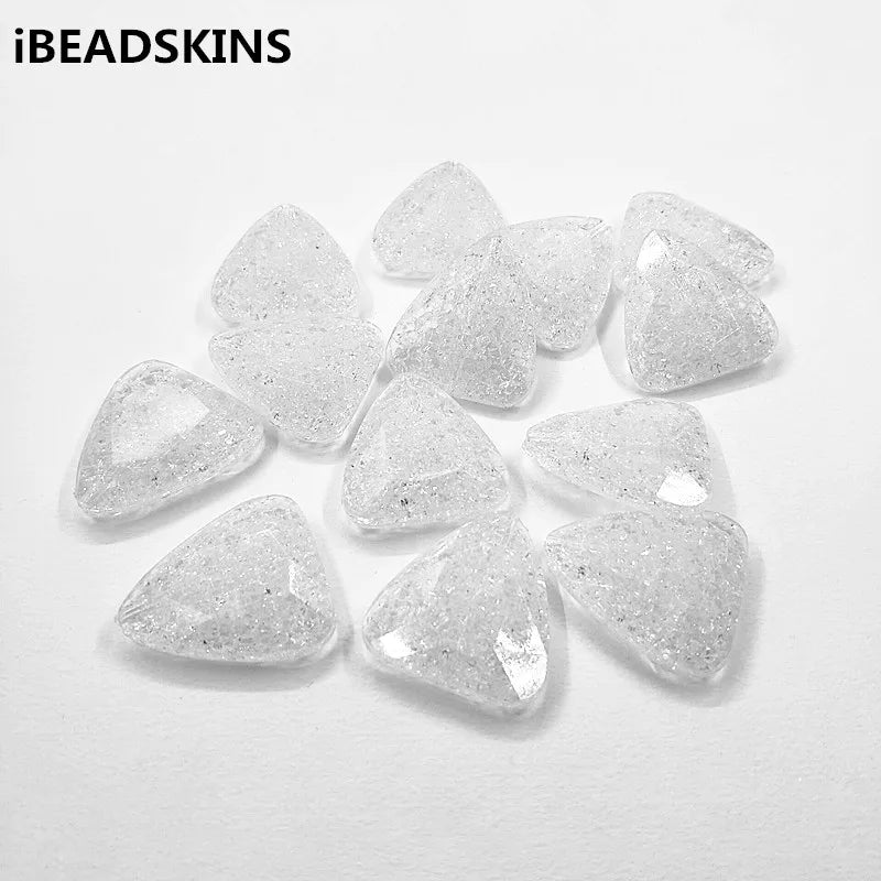 75pcs Clear Acrylic Crack Triangle Beads for Jewelry DIY
