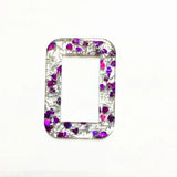 Acrylic Rectangle Shape Charms with Sequins for Jewelry DIY Making