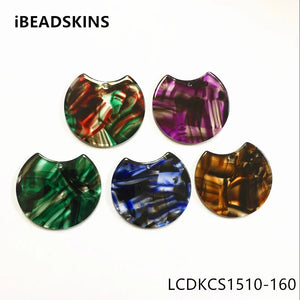 50pcs Acetic Acid Marble Stripe Round Charms for Earring DIY
