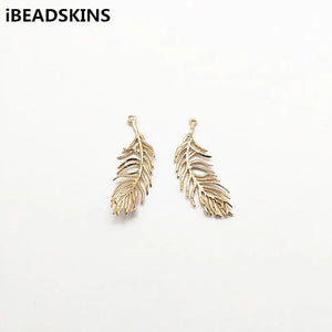 50Pcs Leaves Charm Copper Earrings Jewelry DIY Accessory