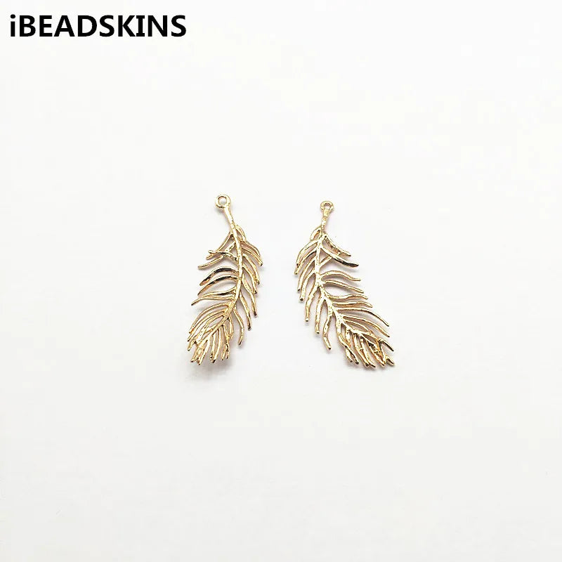50Pcs Leaves Charm Copper Earrings Jewelry DIY Accessory