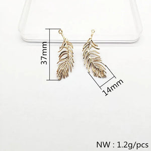 50Pcs Leaves Charm Copper Earrings Jewelry DIY Accessory