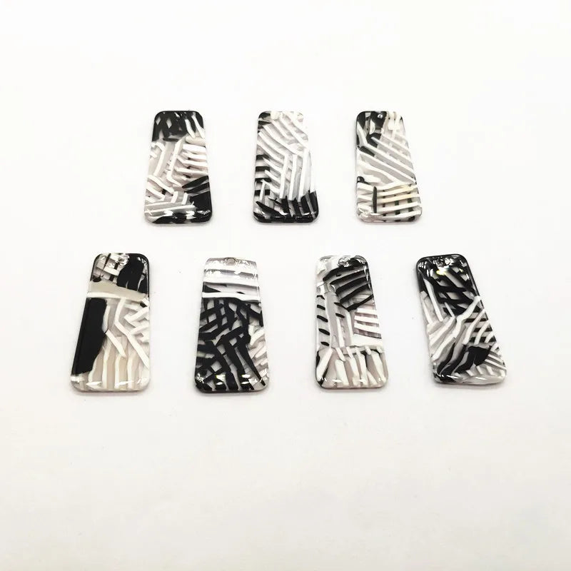 50pcs Acetic Acid Stripe Trapezoidal-Shape Charm for Earring Accessories