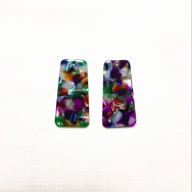 50pcs Acetic Acid Imitate Marble Trapezoid Charm for DIY Jewelry