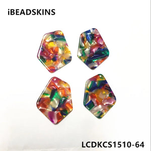 50pcs/lot Multicolor Marble Texture Charm for Earring/Jewelry DIY