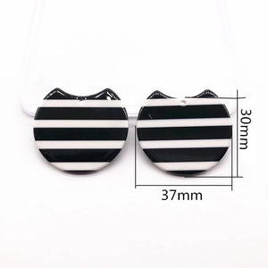 50pcs Acetic Acid Stripe Round-Shape Charms for Earrings - Jewelry Findings