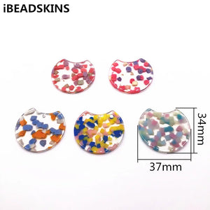 37x30mm 50pcs Acetic Acid Round Charms for Earring Accessories