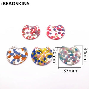 37x30mm 50pcs Acetic Acid Round Charms for Earring Accessories
