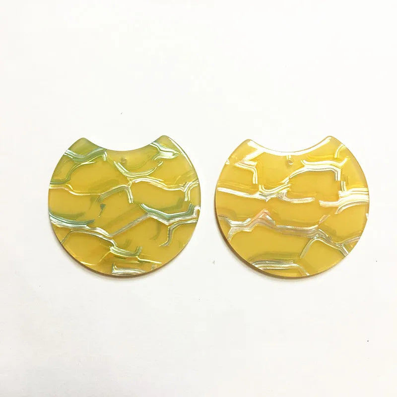 Acrylic Stripe Round-Shape Charms for Earrings DIY - 50pcs