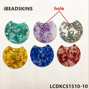 Jelly Acrylic Round-Shaped Charms with Sequins for DIY Earring Making