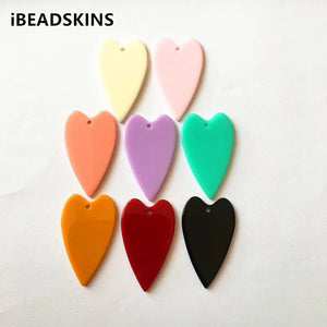 Acrylic Heart Charms 38x23mm 100pcs/Lot Stud Earring Parts DIY