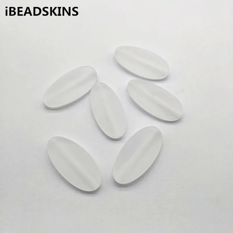 140pcs Clear Frosted Oval Shape Beads for Jewelry Making DIY