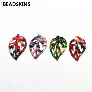 50pcs Acetic Acid Leaves Charms for Earrings, Jewelry Findings