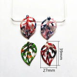 50pcs Acetic Acid Leaves Charms for Earrings, Jewelry Findings