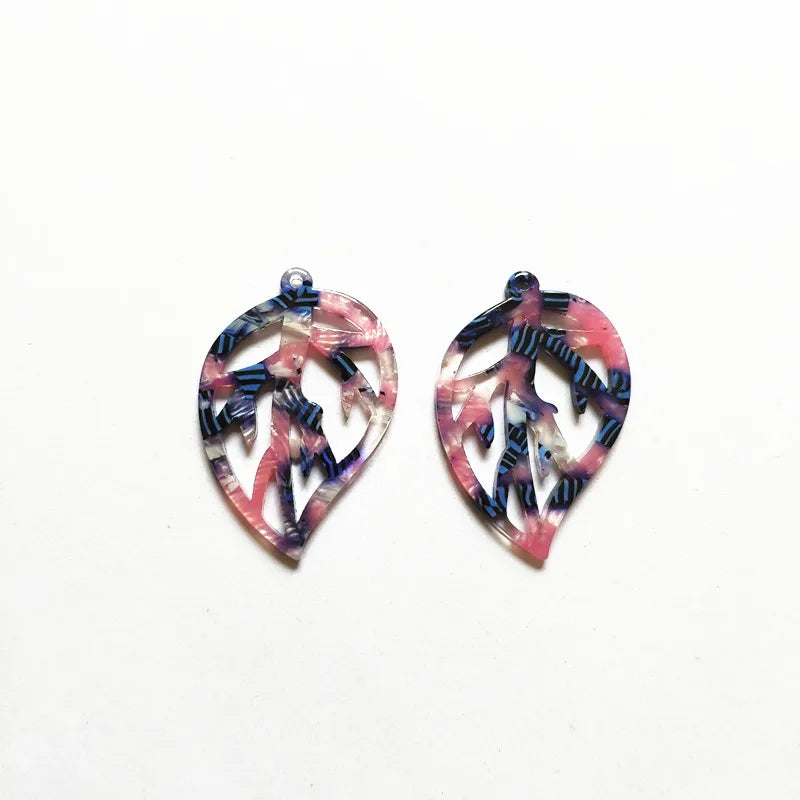 50pcs Acetic Acid Leaves Charms for Earrings, Jewelry Findings