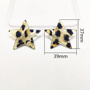 100pcs Leopard Print Star Charm for Earrings - Jewelry Supplies