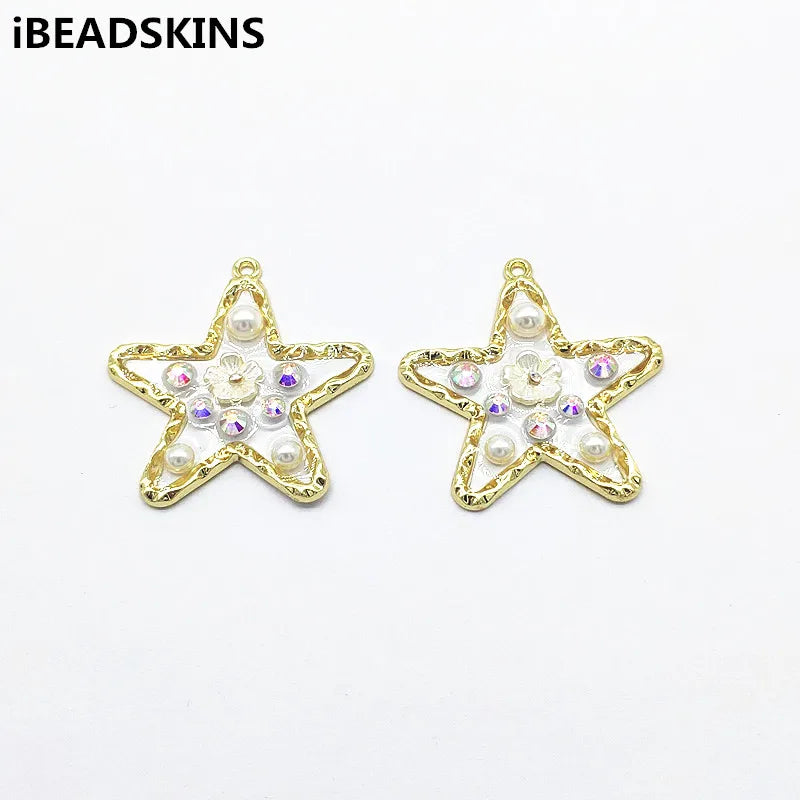 Enamel Star Shape Charm for Earrings - 50pcs - DIY Jewelry Findings