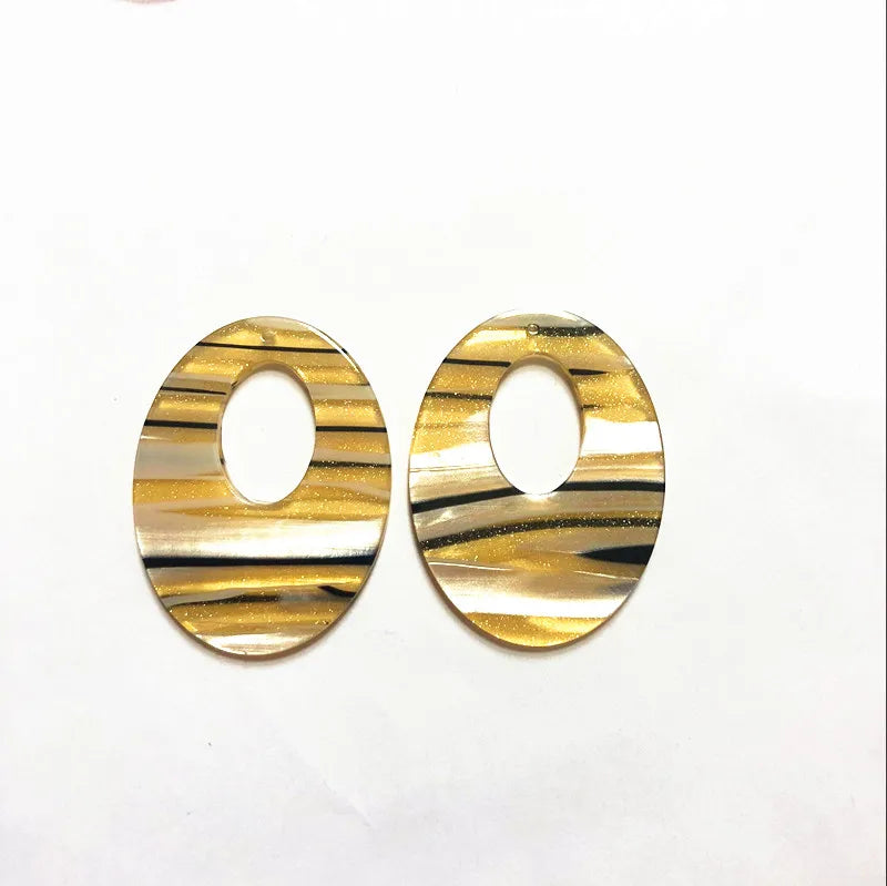 Acrylic Stripe Oval-Shape Charms for Earring DIY 50pcs