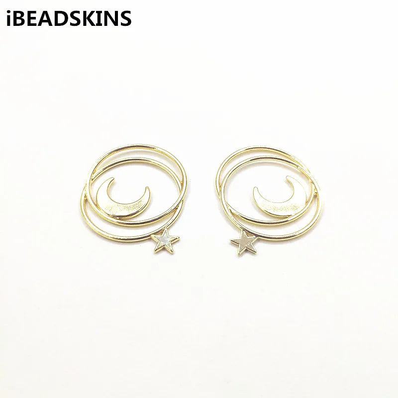 40x32mm Zinc Round Shape Earring Charms - 50pcs