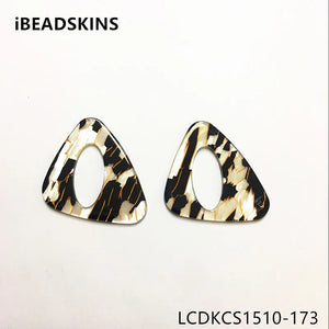 Acrylic Marble Triangle Charms for Stud Earring 50pcs