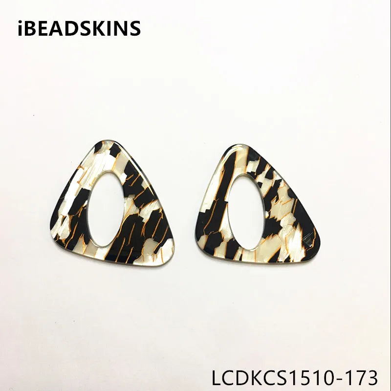 Acrylic Marble Triangle Charms for Stud Earring 50pcs