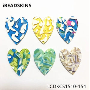 50pcs Acetic Acid Heart Charms for Earring DIY