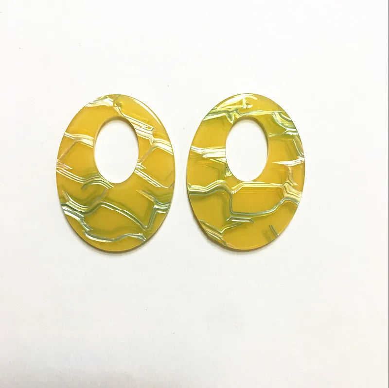 Acrylic Stripe Oval-Shape Charms for Earrings DIY 50pcs