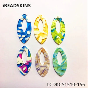 50pcs Oval-Shape Marble Texture Charms for Earring/Jewelry DIY