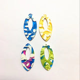 50pcs Oval-Shape Marble Texture Charms for Earring/Jewelry DIY