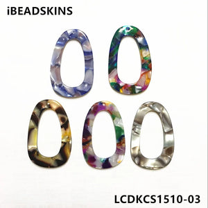 50pcs Bright Acetic Acid Imitate Marble Texture Charms for Earring DIY