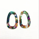 50pcs Bright Acetic Acid Imitate Marble Texture Charms for Earring DIY