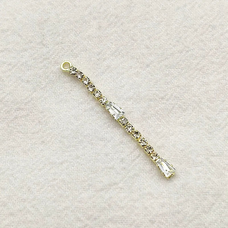 43x4mm 100pcs CZ Rhinestone Claw Chain Charm Earring DIY Making Part
