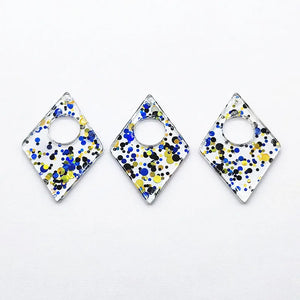 44x30mm Rhombus Charm with Sequins, 100pcs for DIY Jewelry/Earrings