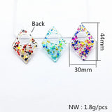 44x30mm Rhombus Charm with Sequins, 100pcs for DIY Jewelry/Earrings