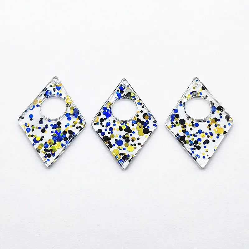 44x30mm Rhombus Charm with Sequins, 100pcs for DIY Jewelry/Earrings