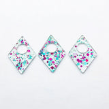 44x30mm Rhombus Charm with Sequins, 100pcs for DIY Jewelry/Earrings