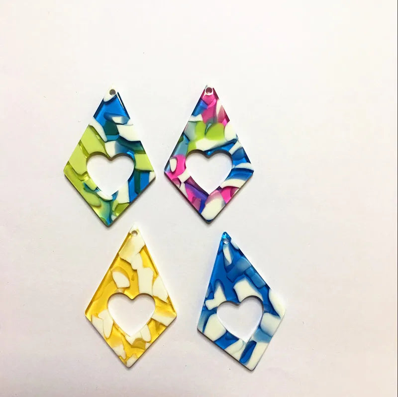 50pcs Acetic Acid Marble Triangle Charms for Earring DIY