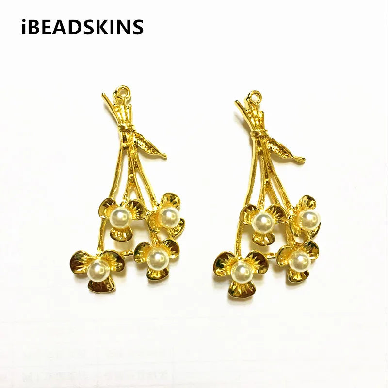 Flower Charms for Jewelry DIY 50pcs Zinc Alloy 46x27mm