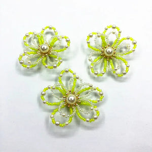 Hand Weave Mini Glass Beads Flower for Earrings, Hairpin Accessories - 20pcs