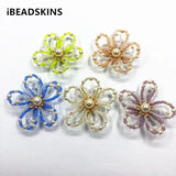 Hand Weave Mini Glass Beads Flower for Earrings, Hairpin Accessories - 20pcs